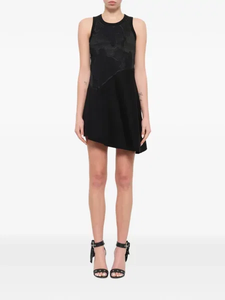 Rochie mini Neil Barrett din jacard asimetrică negru