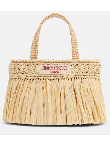 Torba za plažo Jimmy Choo z obrobami bež