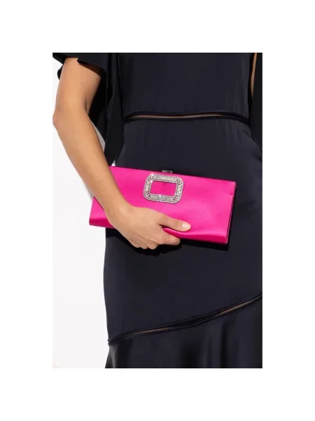 Satynowa kopertówka Roger Vivier różowa