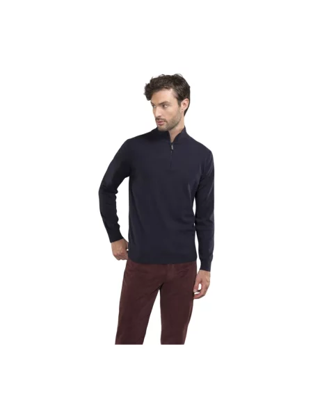 Lniany sweter Moorer niebieski