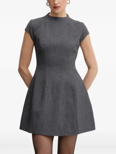 Rochie Bardot în linie A de costum gri