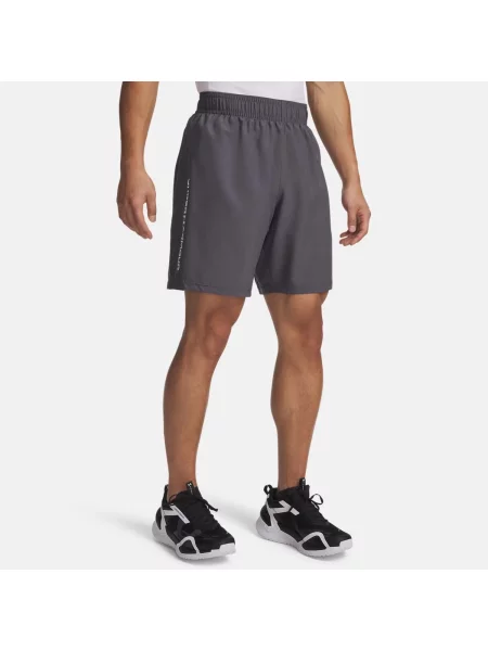 Tréninkové šortky Under Armour Woven Wordmark castlerock/white šedé