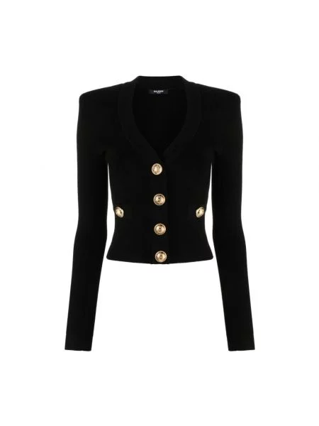 Kardigan Balmain o krotszym kroju czarny