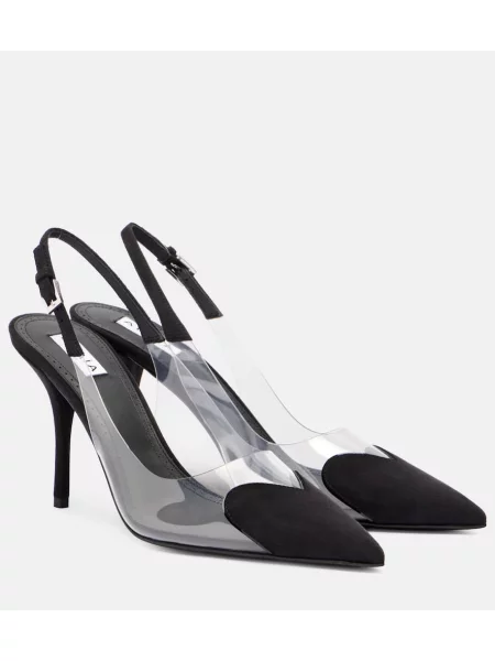Pantofi cu toc Alaïa din piele de căprioară slingback negru
