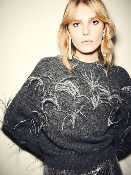 Джемпер MANGO поліестер/акрил сірий