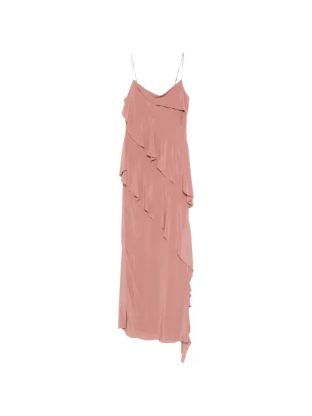 Rochie midi Patrizia Pepe cu volane roz