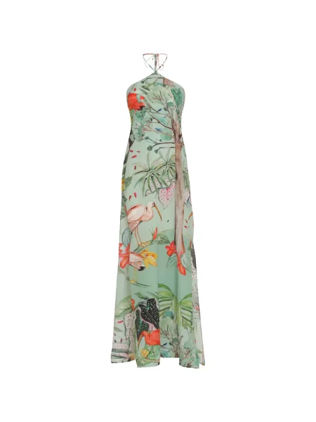 Rochie maxi Amir Slama cu imagine cu imprimeu tropical verde