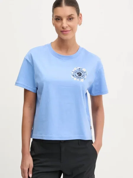 Kratka majica Fjallraven Fjällblomster modra