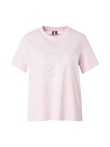 VERO MODA Póló VMPALMA METTE rózsaszín fehér