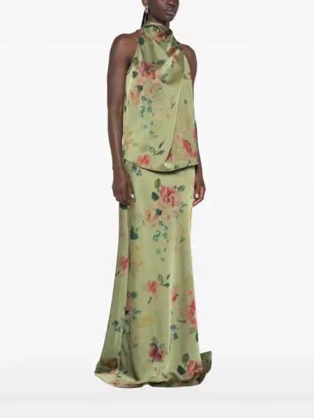 Bluză Marques'almeida cu model floral cu imagine drapată verde
