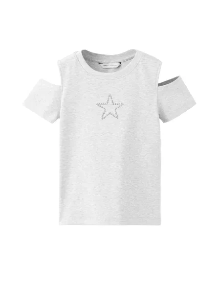 MANGO KIDS Tricou STAR deschis gri