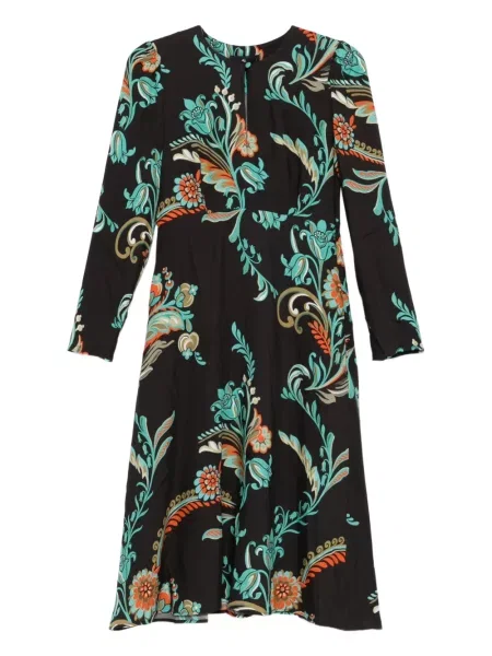 Rochie maxi Etro cu model floral cu imagine lungă negru
