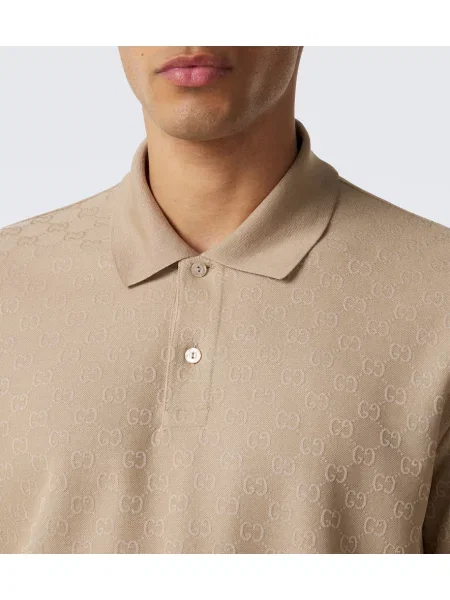 Tricou polo Gucci din jacard bej