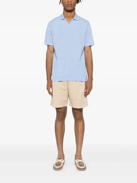 Lněné polotričko Polo Ralph Lauren s výšivkou modré