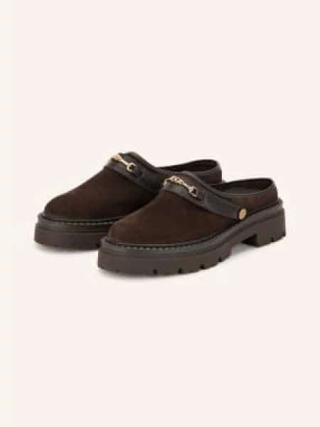 Steve Madden Pantofle S Platformou Karina Mules tmavě / zlatá hnědá