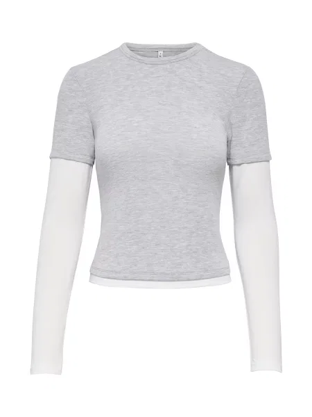 ONLY Tricou ONLDubla gri amestecat / murdar alb