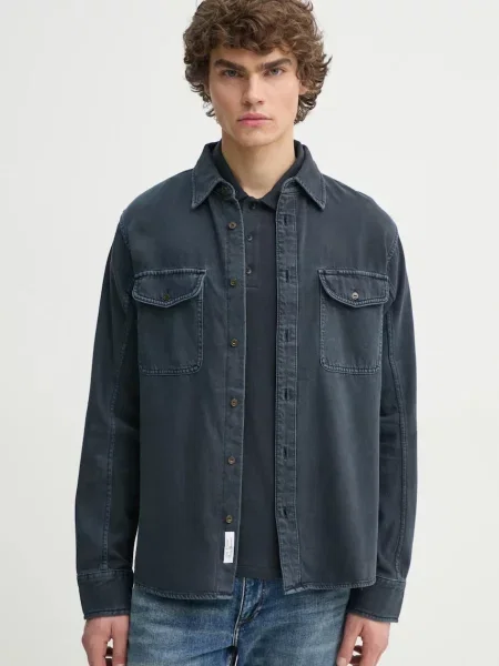 Rag & Bone camasa barbati marin cu guler clasic regular albastru