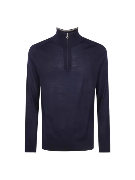 Lniany sweter z golfem Paul Smith niebieski
