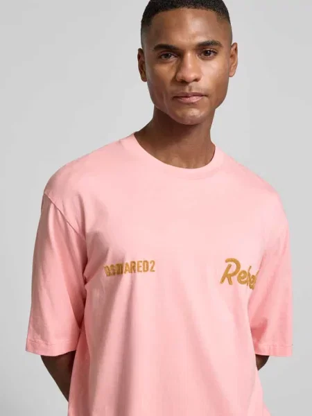 T-shirt o kroju loose fit z wyhaftowanym logo Dsquared2 różowa