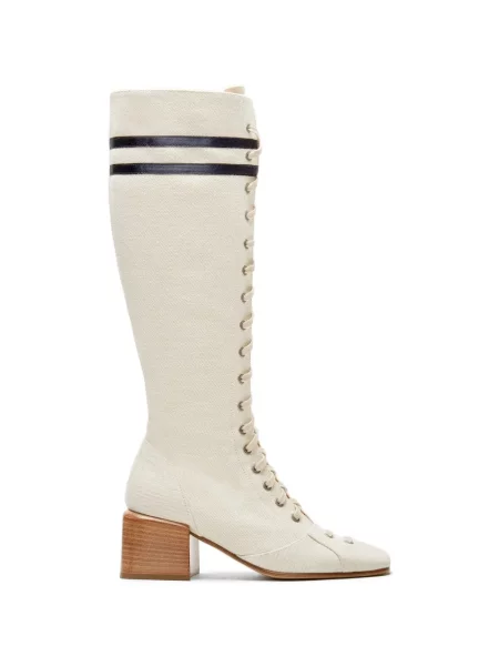 Botine Lili Curia cu șireturi cu dungi din dantelă