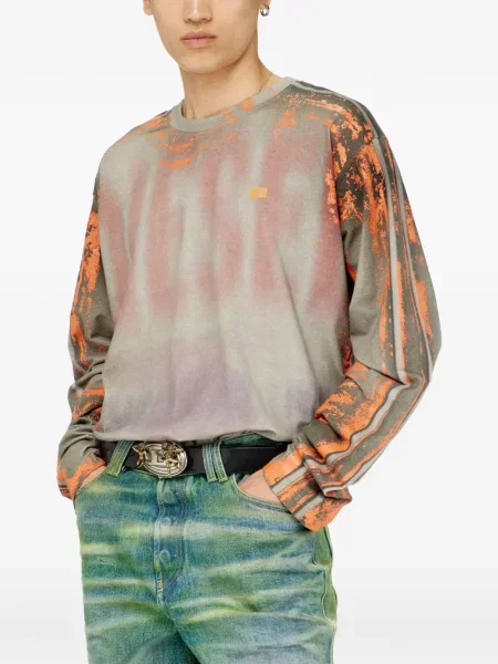 Lung tricou Diesel din jerseu gri