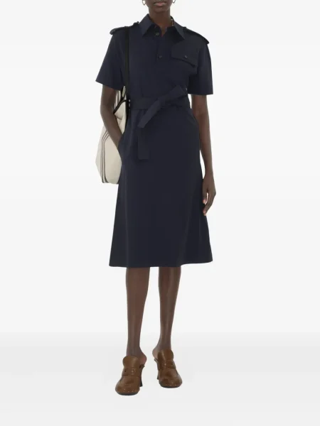 Rochie tip cămașă Burberry de lână de costum albastru