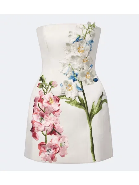 Rochie Leo Lin cu model floral cu aplicații alb