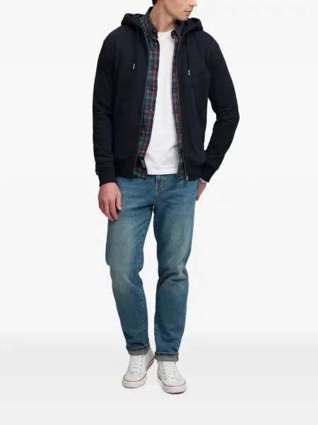 Hanorac cu glugă Superdry cu autograf albastru