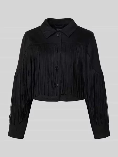 Kurtka z imitacji skóry z długimi frędzlami model ‘DIANE LIFE’ Only czarna