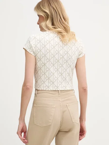 Top Calvin Klein Jeans o skróconej długości beżowy