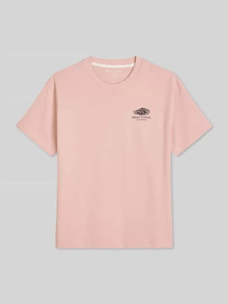 T-shirt o luźnym kroju z czystej bawełny z nadrukiem na tyle Marc O'polo