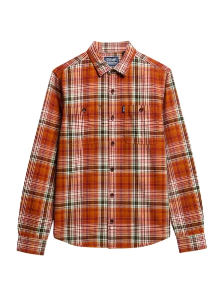 Superdry & Co Košile tmavě zelená / mandarinkoná / ohnivá červená bílá