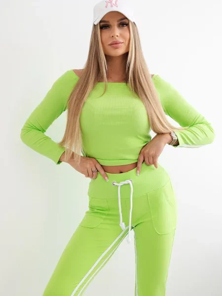 Komplet dresowy Kesi w paski zielony