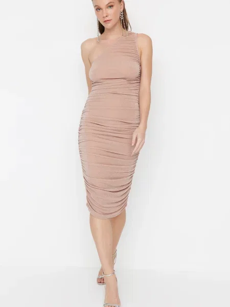 Вечерна рокля Trendyol кафяво