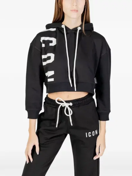 Decupat hanorac cu glugă Icon Brand cu imagine negru