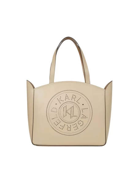 Shopperka Karl Lagerfeld skórzana beżowa
