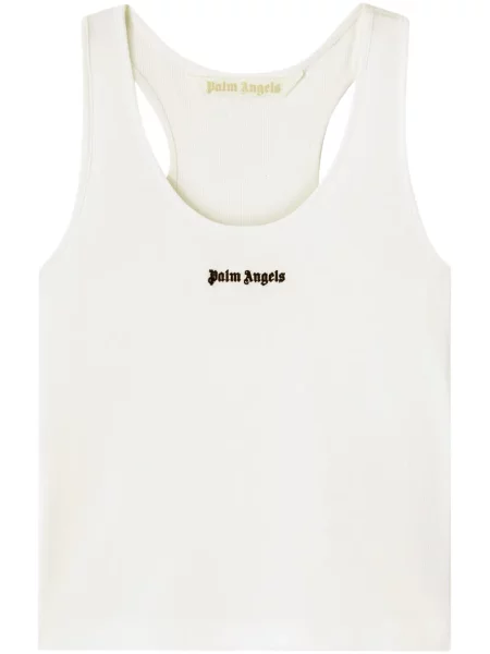 Top Palm Angels cu broderie clasic alb