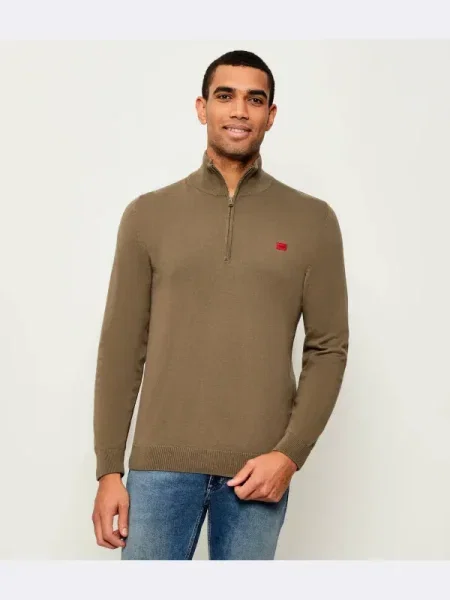 HUGO Pulover San Quintus taupe gri