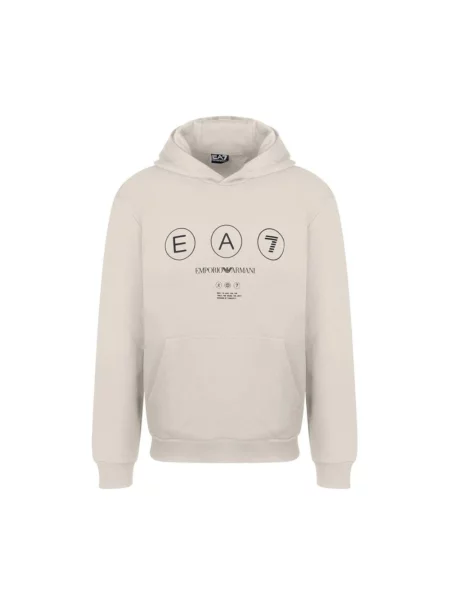 Bluza z kapturem Emporio Armani Ea7 z kapturem z logo biała