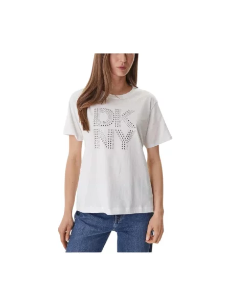 Koszulka Dkny z dżetami biała