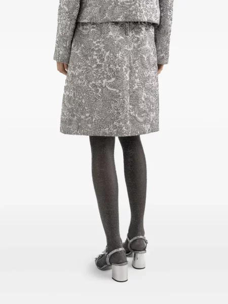 Fustă Dolce & Gabbana cu model floral din jacard argintiu