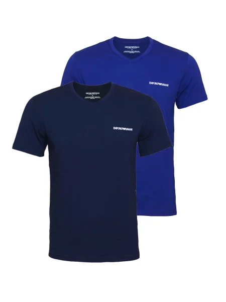 Emporio Armani Tricou albastru noapte / albastru regal alb