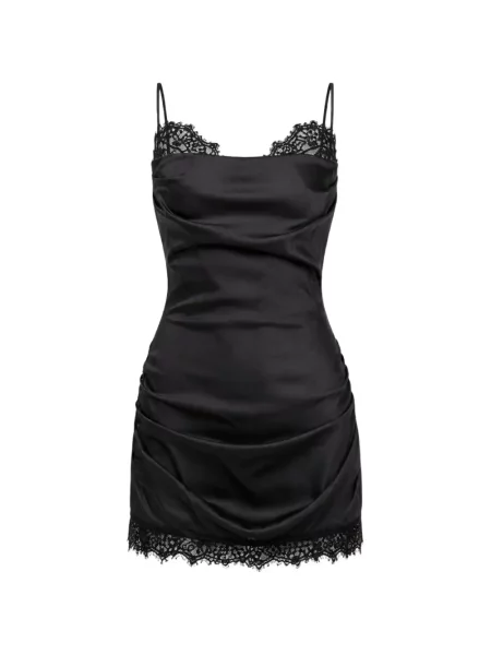 Rochie mini Ow Collection cu volane din dantelă negru