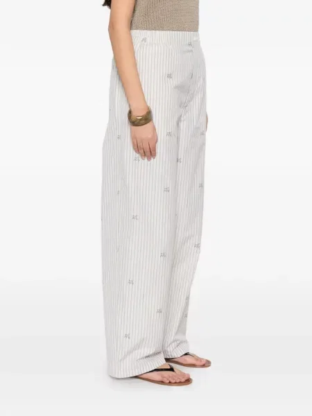 Pantaloni Jacquemus cu broderie cu dungi alb
