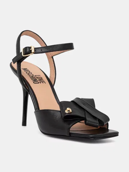 Love Moschino sandale cu înalt din piele negru