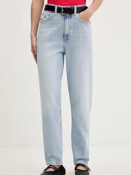 Tommy Jeans blugi mom fit pentru femei albastru