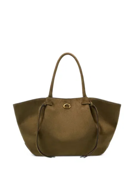 Geantă shopper Guess din piele de căprioară verde