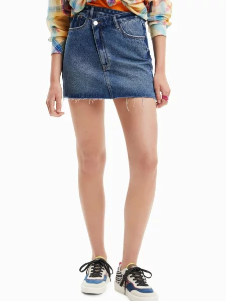 Джинсова спідниця Desigual mini пряма синій