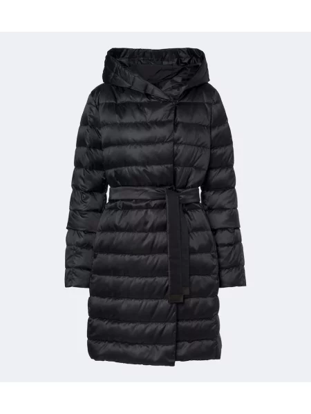 Cu centură palton Max Mara cu glugă negru