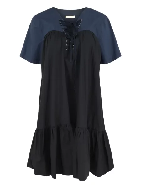 Rochie mini Ulla Johnson cu șireturi din dantelă negru